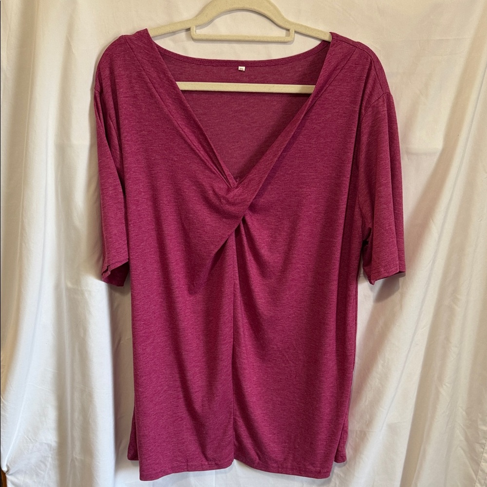Elegant Magenta Twist Front Blouse